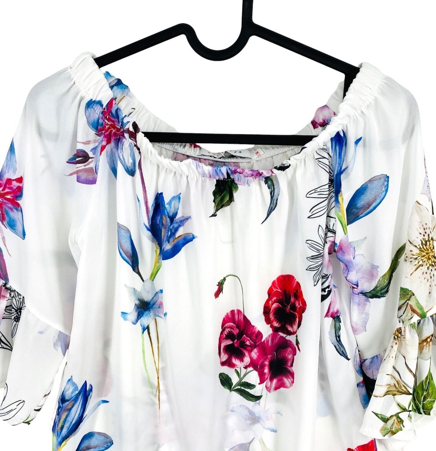 LOLA LIZA Women White Floral Off The Shoulders Blouse Size EU 34 UK 6 US 4