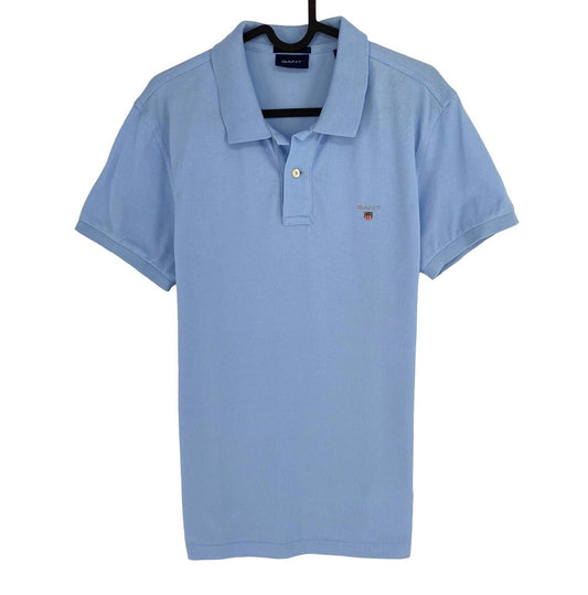 GANT Men Blue Original Slim Fit Pique Short Sleeves Polo Shirt Size M