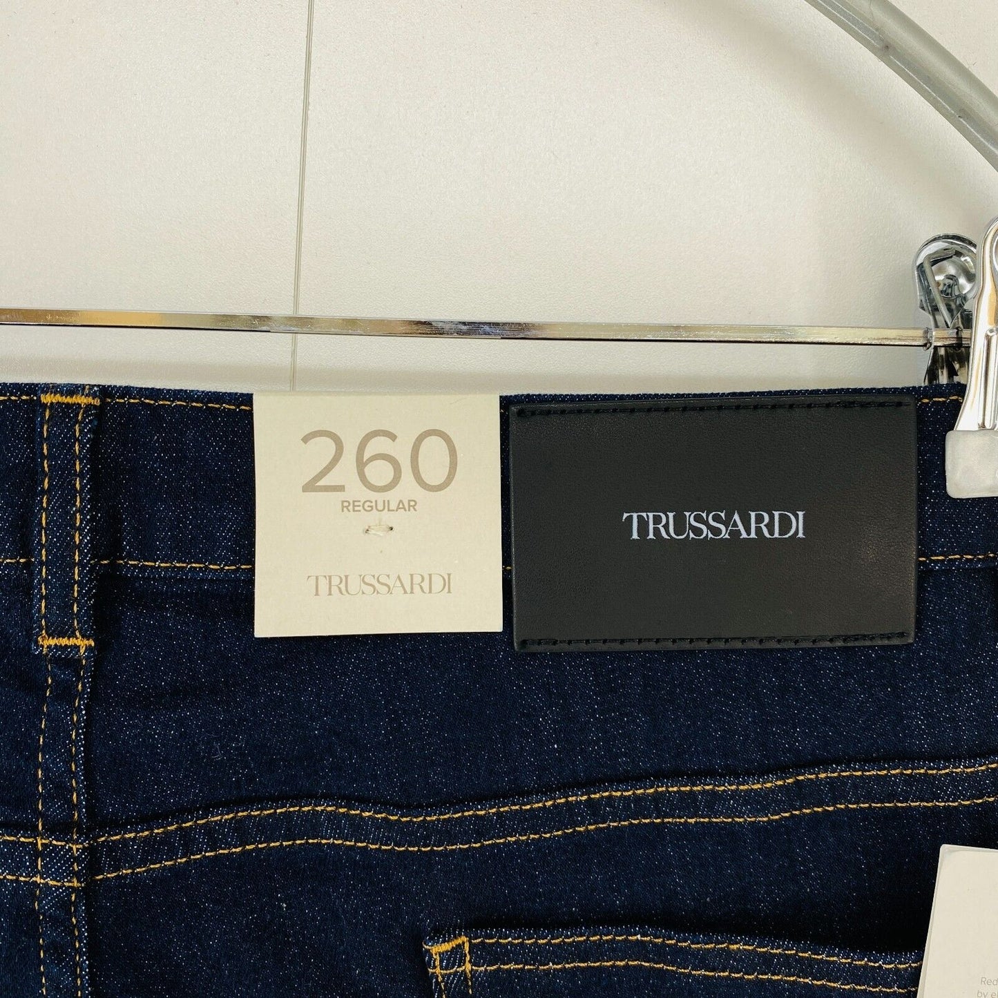 TRUSSARDI 260 Women Dark Blue Stretch Regular Straight Fit Jeans IT 48 W34