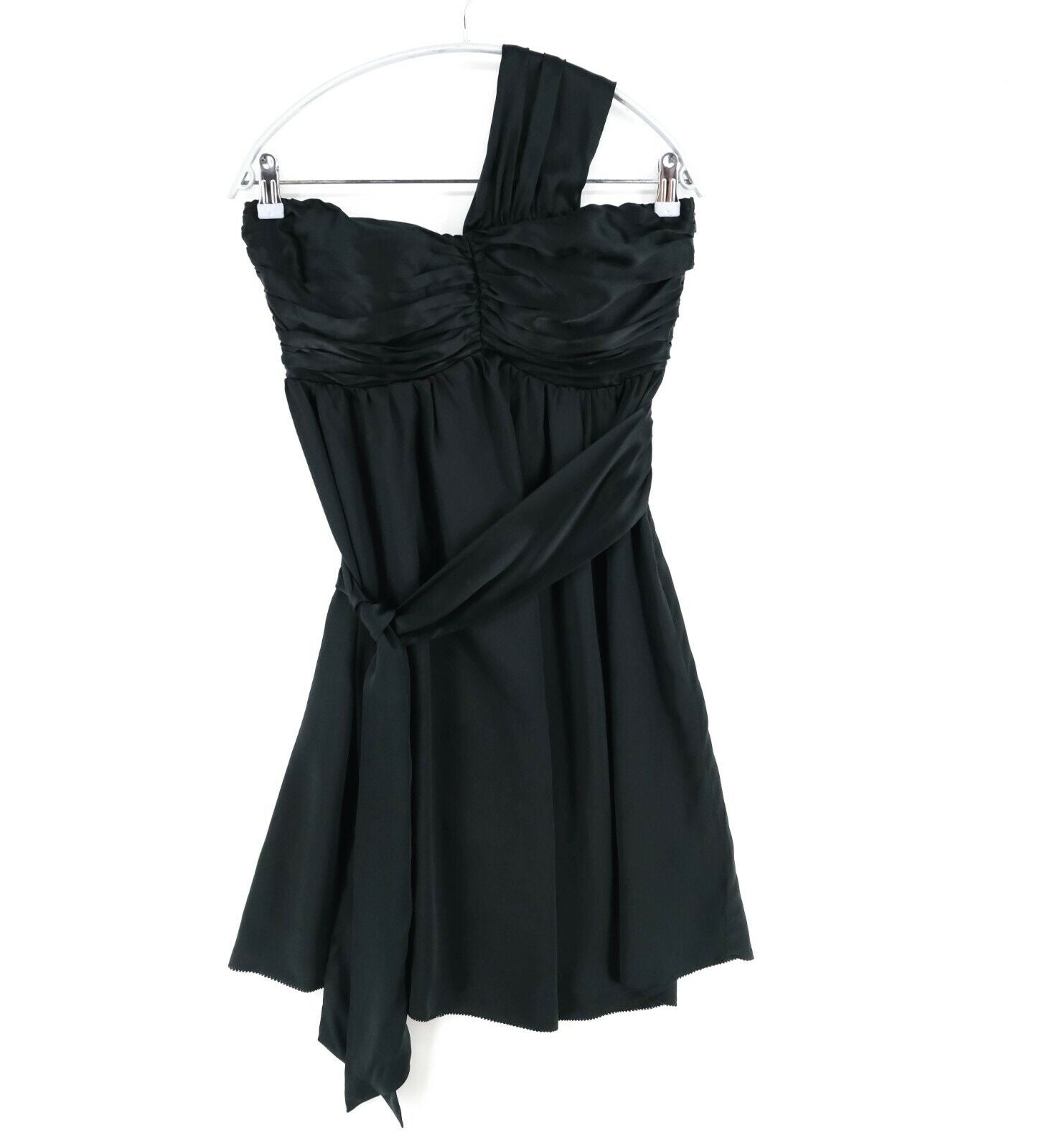 FAIRLY Robe plissée noire en forme de cœur avec une bretelle d'épaule 100 % soie Taille 44 46