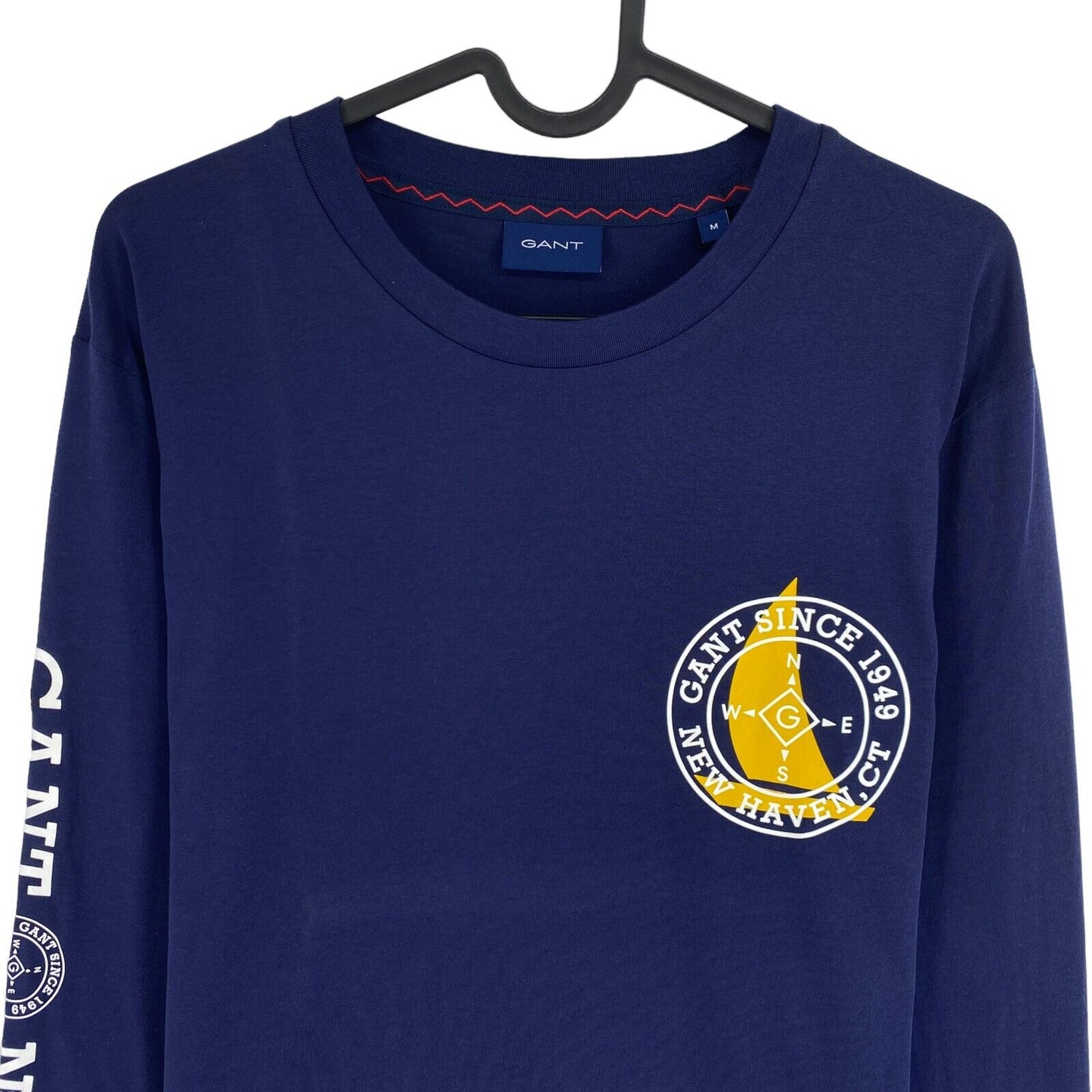 GANT T-shirt à manches longues et col rond nautique bleu marine taille M