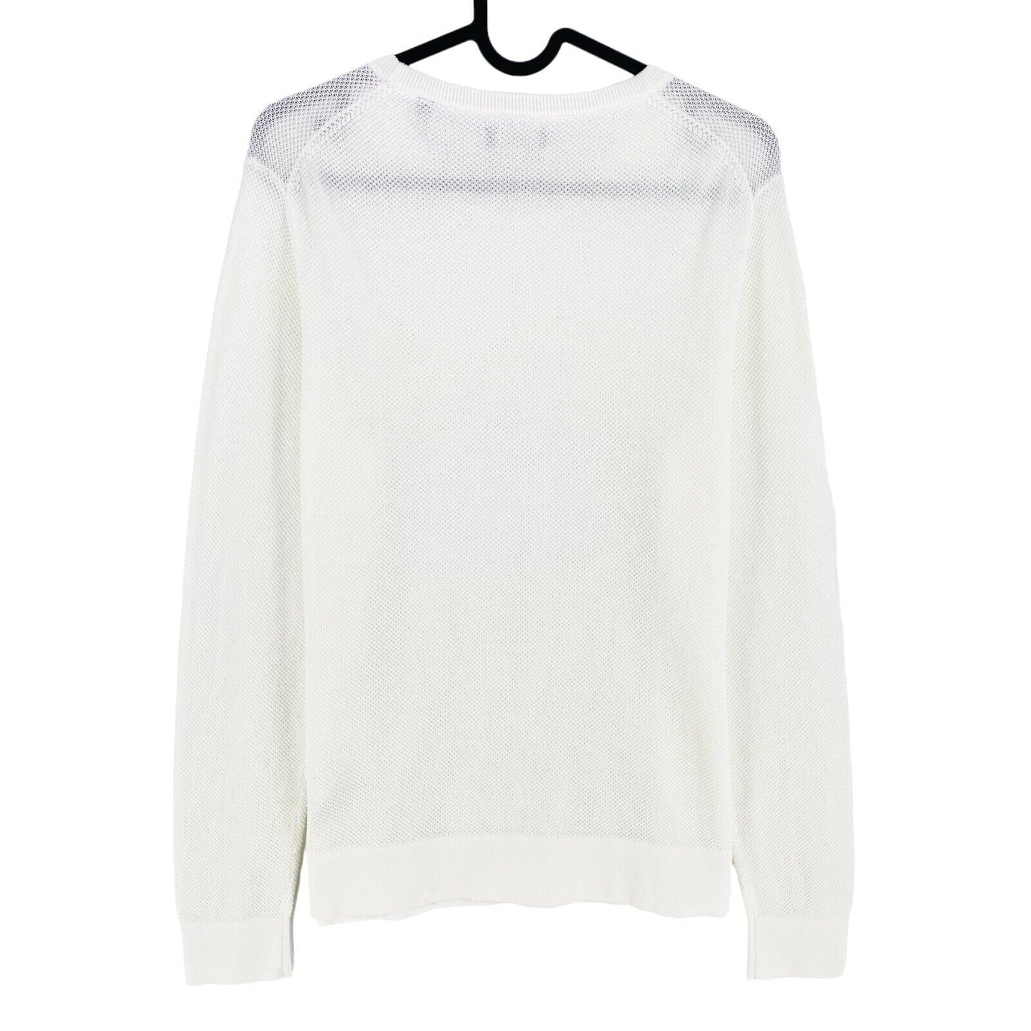 GANT White Cotton Pique Crew Neck Sweater Jumper Size S