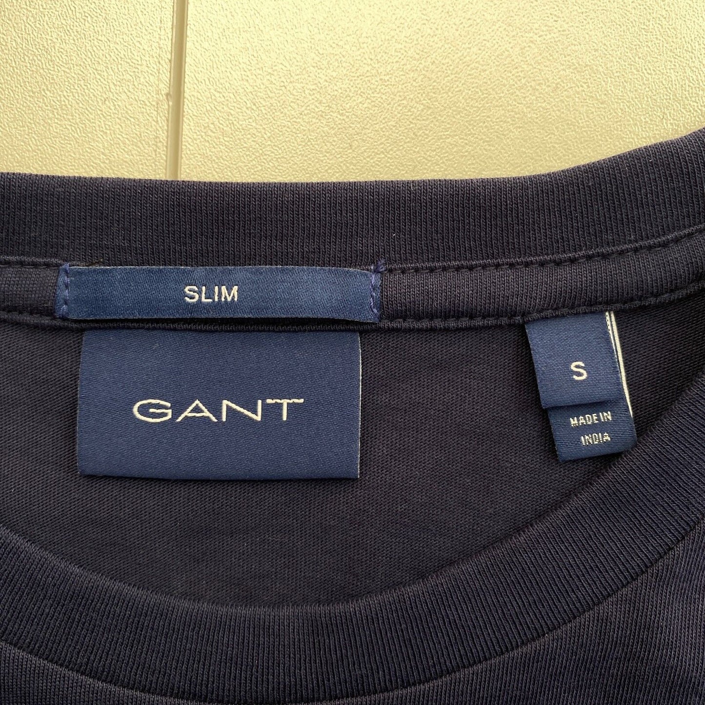 GANT Men Navy Blue Original Slim Fit Crew Neck Short Sleeve T Shirt Size S