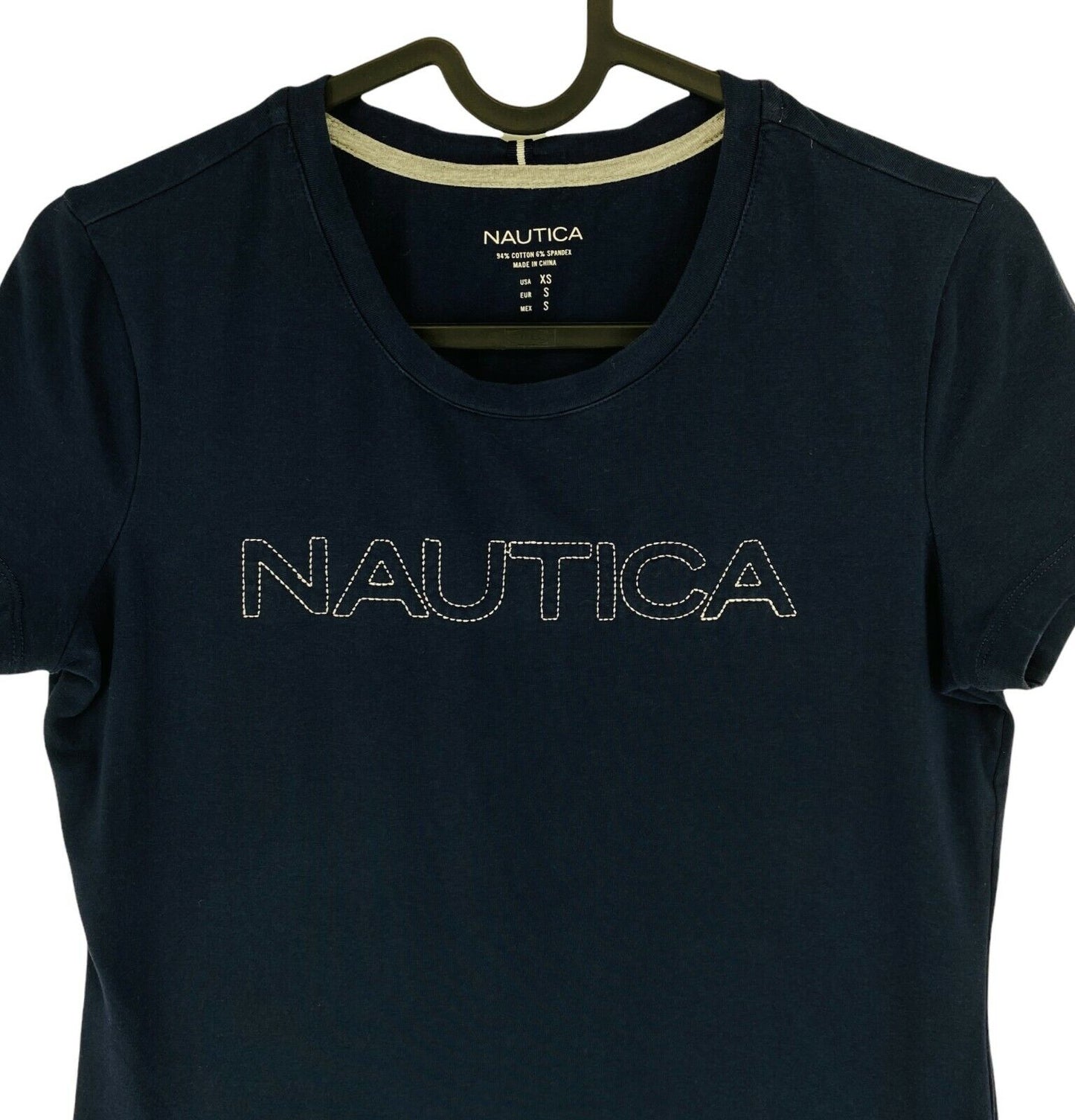 NAUTICA T-Shirt mit Rundhalsausschnitt, kurzärmelig, Marineblau, Größe S