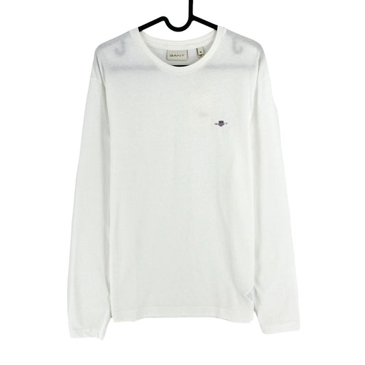 GANT Men White Reg Shiel Crew Neck Long Sleeves T-Shirt Size M