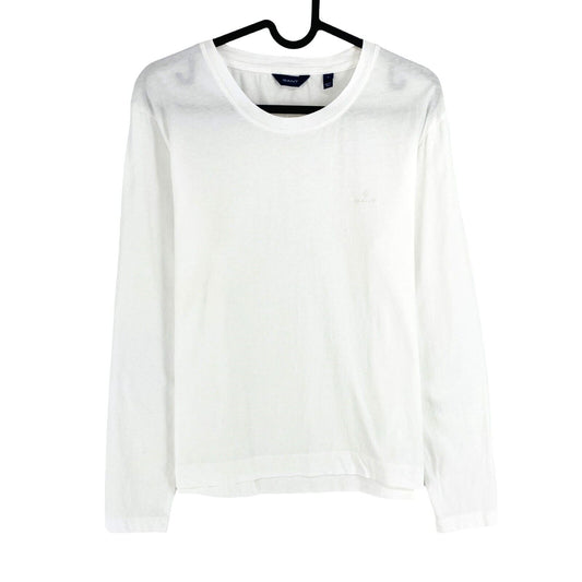 GANT Women White Solid Crew Neck Long Sleeves T Shirt Size S