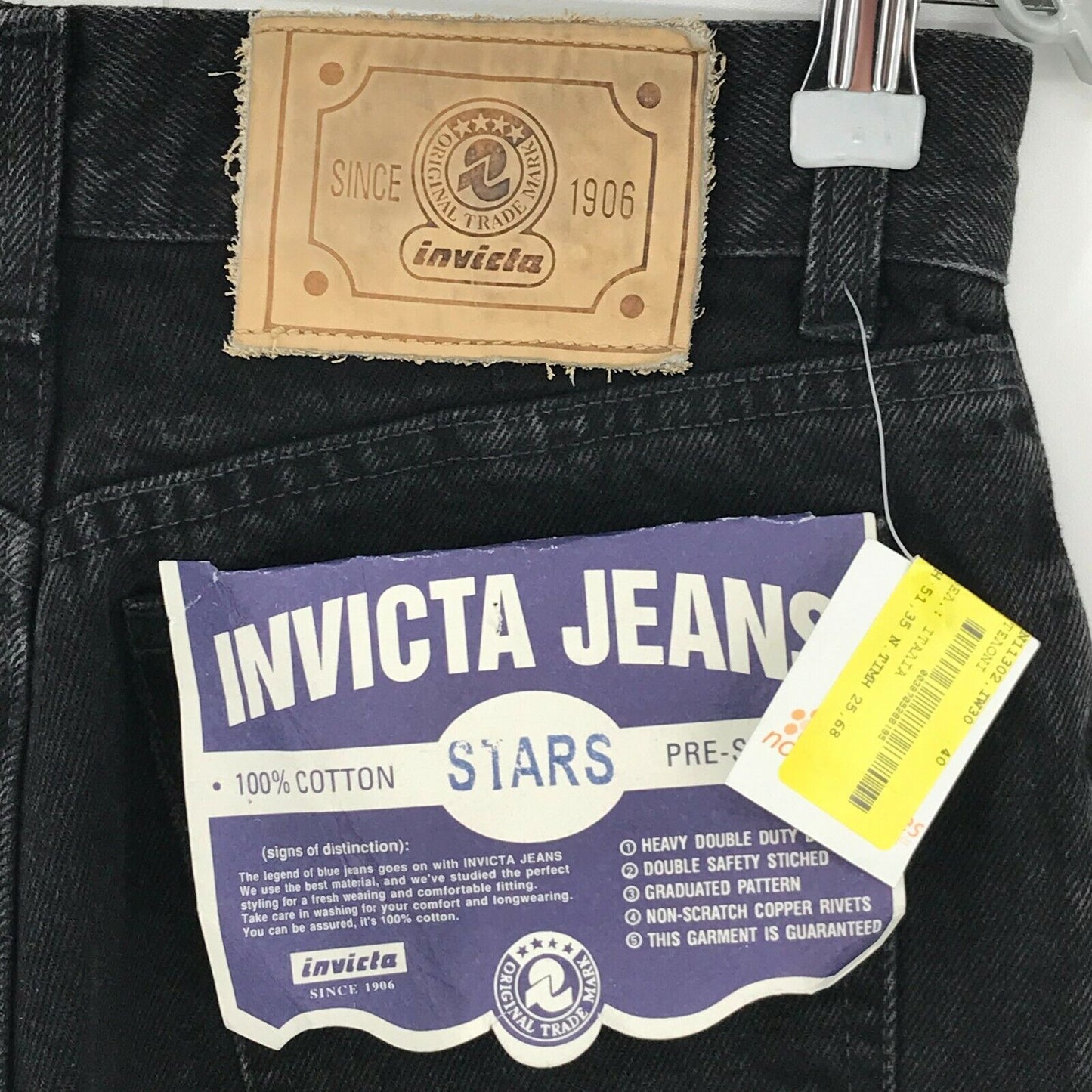 INVICTA Damen Jeans in Dunkelgrau mit normaler, konischer Passform, Größe W28, hergestellt in Italien