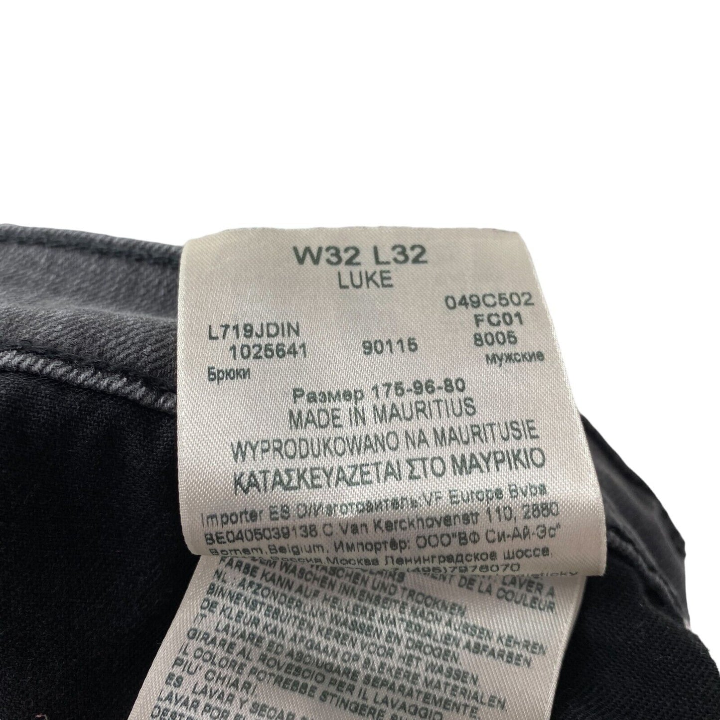 Lee LUKE Grey Stretch Slim Tapered Fit Jeans W32 L32