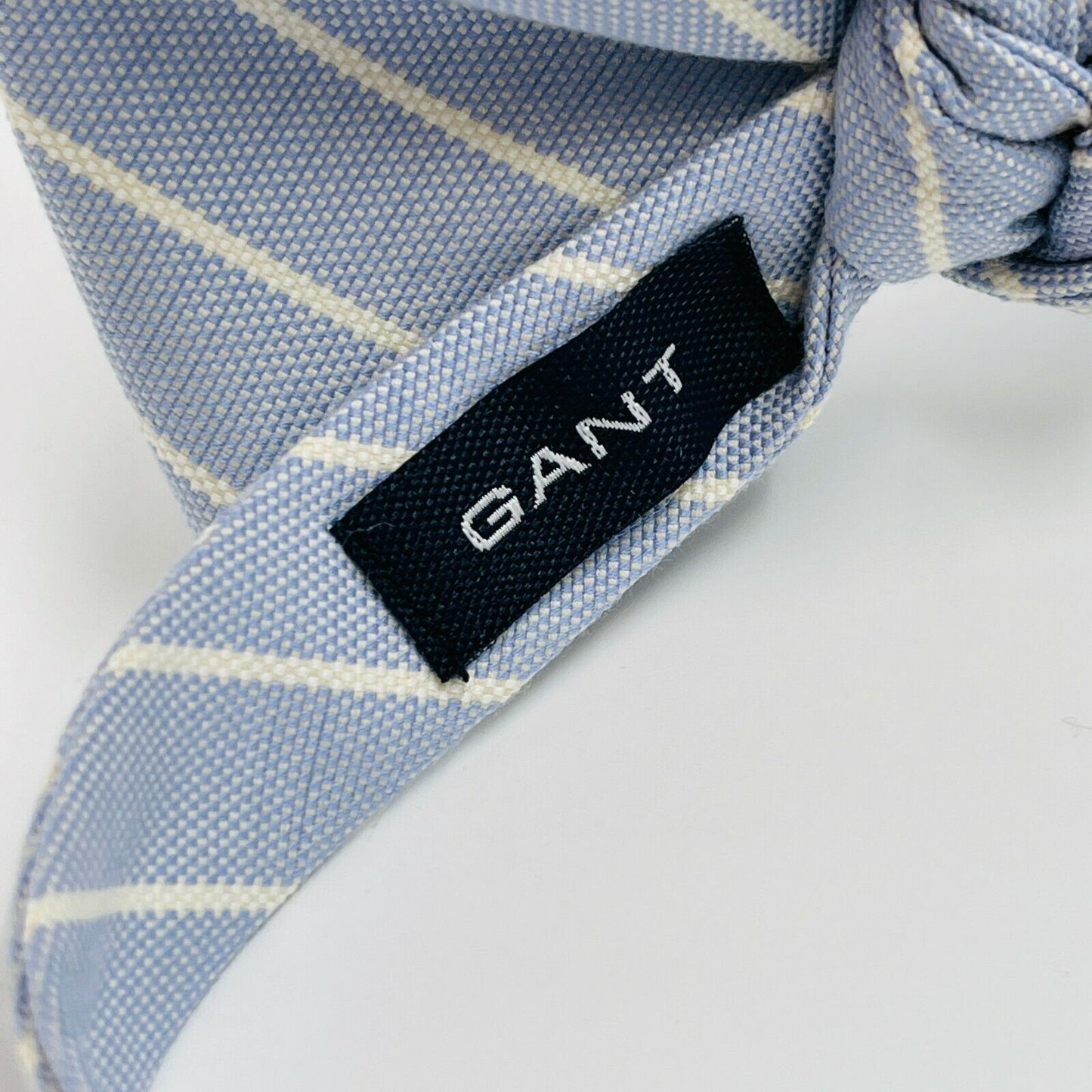 GANT Blue Oxford Stripe 100% Silk Handsewn Bow Tie Made in Italy