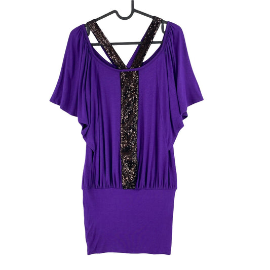 JLO By Jennifer Lopez Purple Round Neck Tunic Dress Size S