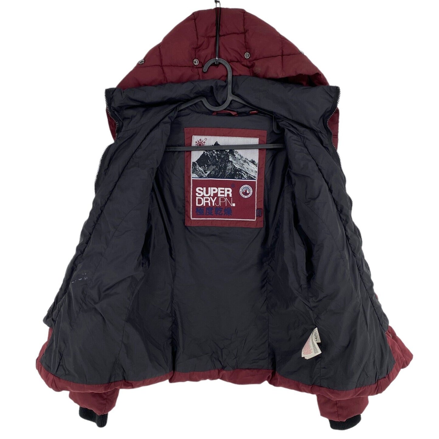 SUPERDRY Dark Red Hooded Padded Jacket Coat Size S