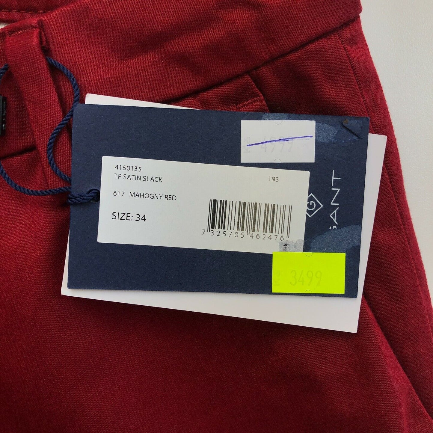 GANT Red Tech Prep Satin Slack Pants Hose Größe EU 34 UK 8 US 4