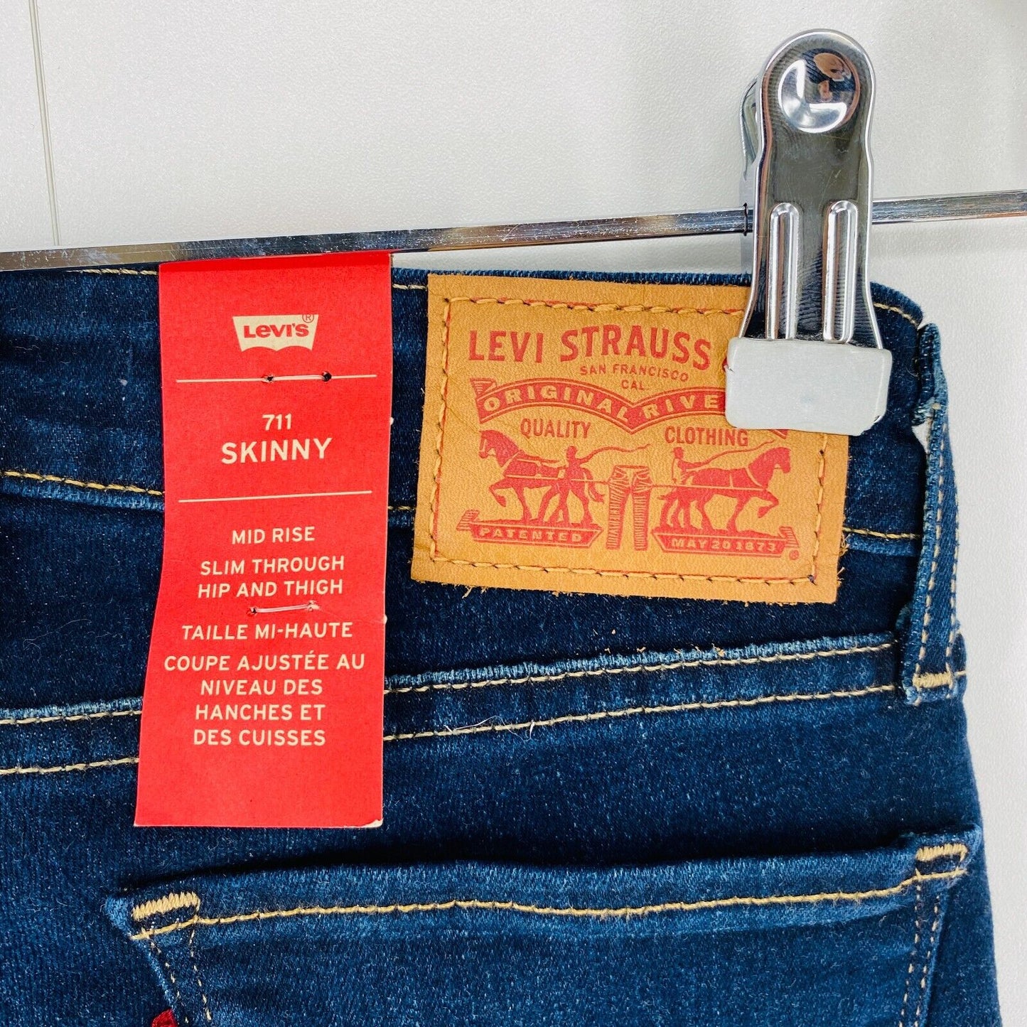 Levi's 711 Women Teens Dark Blue Mid Rise Stretch Skinny Fit Jeans W23 L30