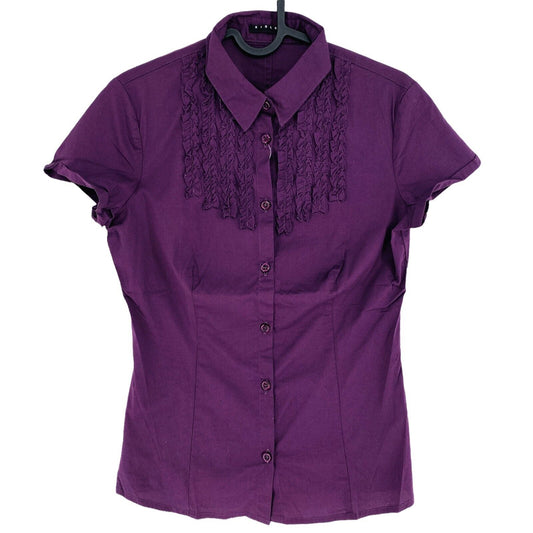 SISLEY Dark Purple Cotton Blend Short Sleeves Shirt Size S