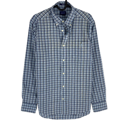 GANT Blue Tech Prep Indigo Check Regular Fit Shirt Size S 37/38 15