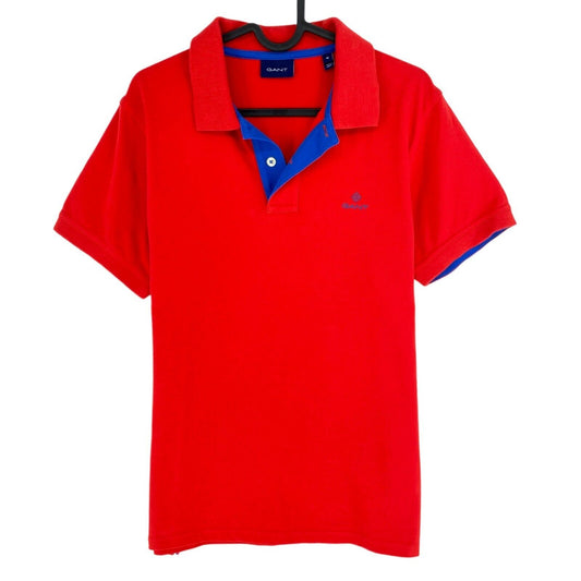 GANT Red Contrast Collar Pique Rugger Polo Shirt Size M