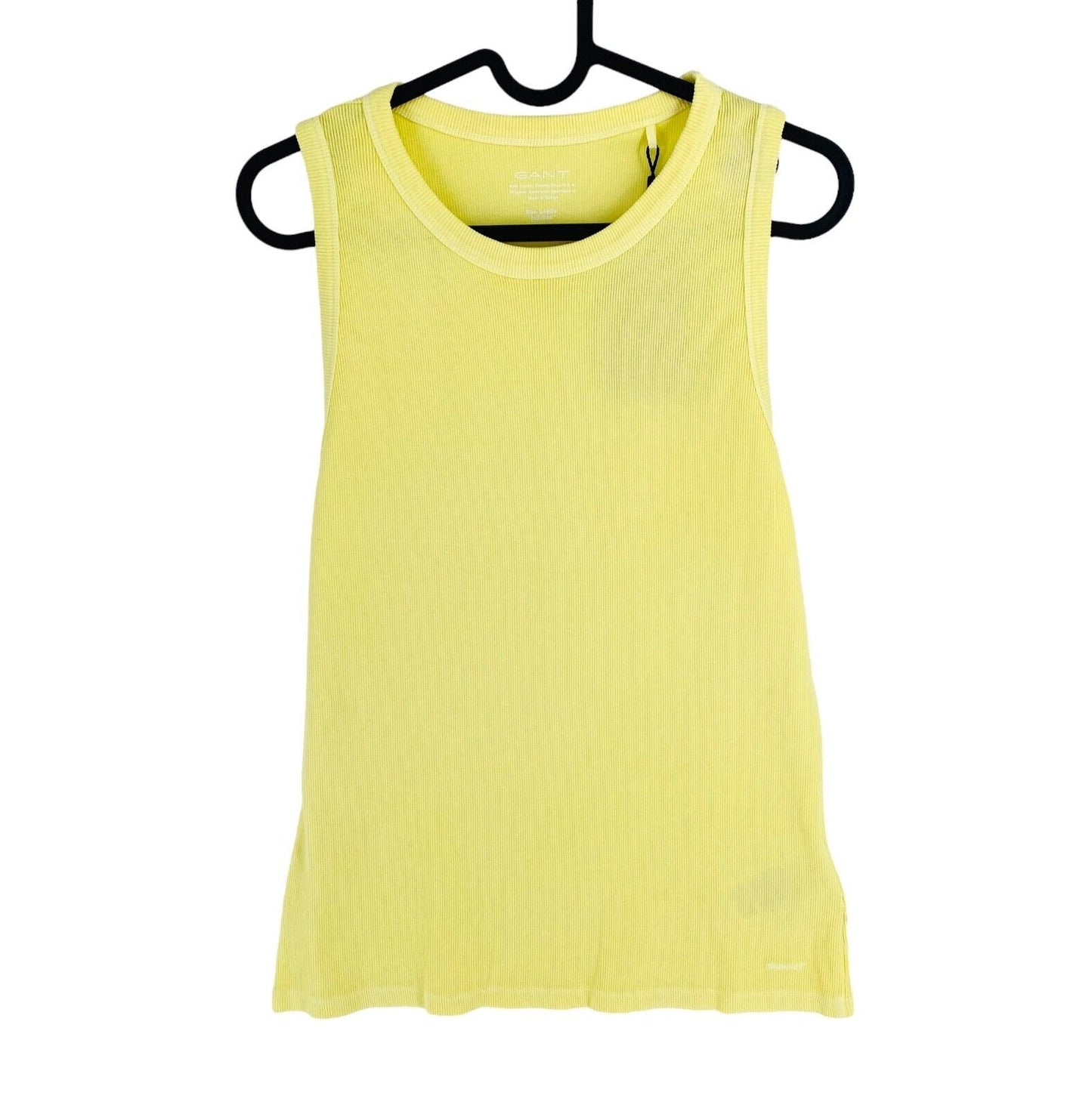 GANT Women Yellow Sun Faded Crew Neck Rib Tank Top Size L