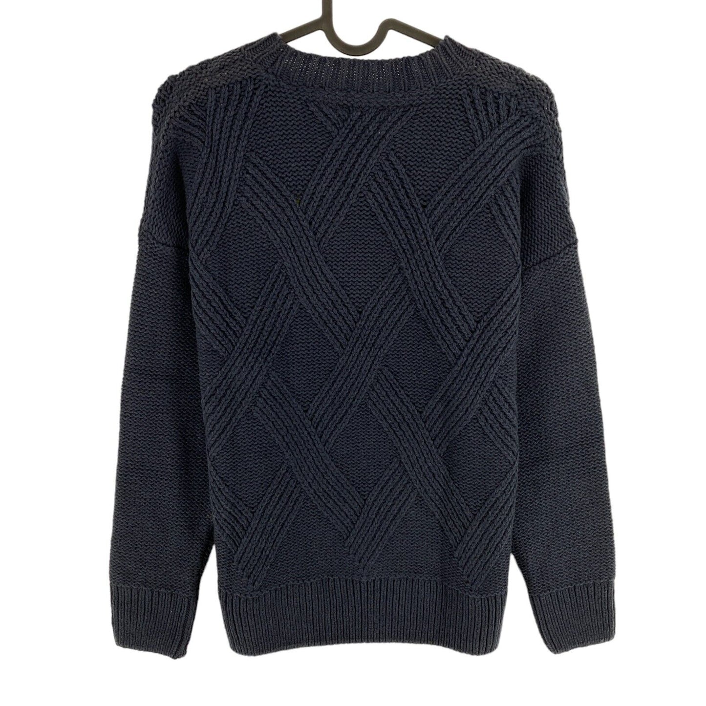 GANT Navy Blue Graphic Cable Crew Neck Sweater Jumper Size S