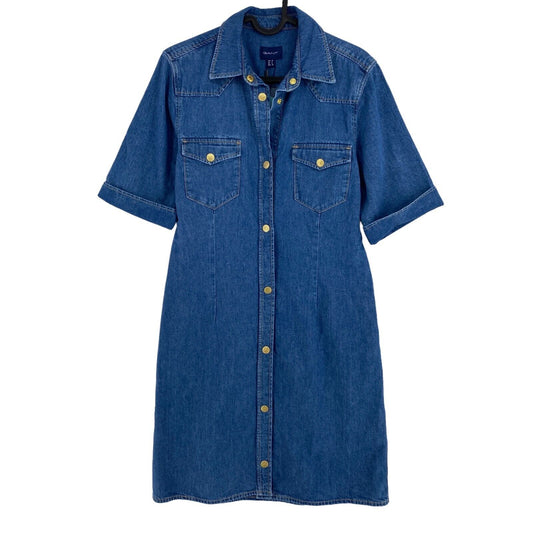 GANT Robe chemise à manches courtes en denim bleu foncé Taille EU 36 UK 8 US 6