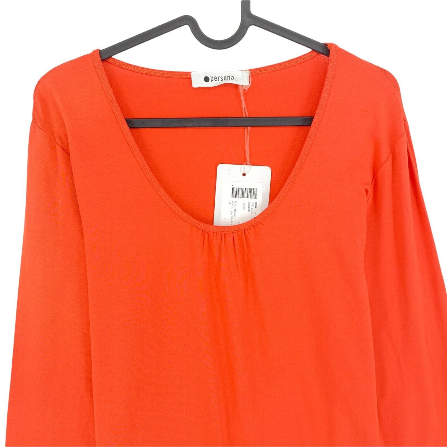 PERSONA Orange Scoop Neck Long Sleeves T Shirt Top Size S