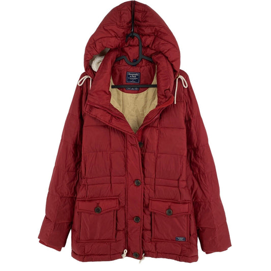 Abercrombie & Fitch Red Hooded Down Puffer Coat Jacket Size S