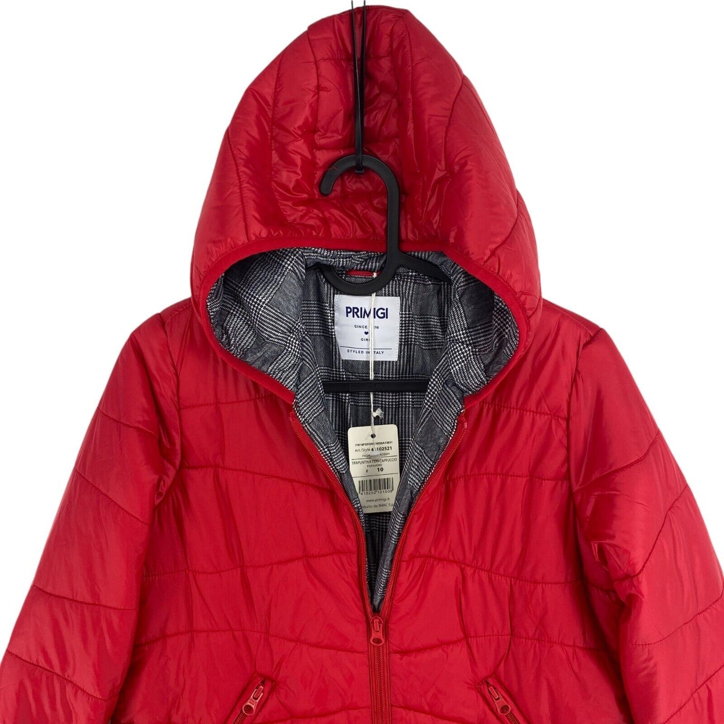 PRIMIGI Girls Red Hooded Padded Jacket Coat Size 10 Years