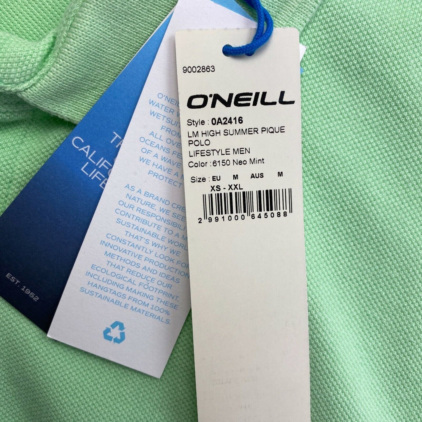 O`NEILL Grünes LM High Summer Piqué-Poloshirt, Größe M