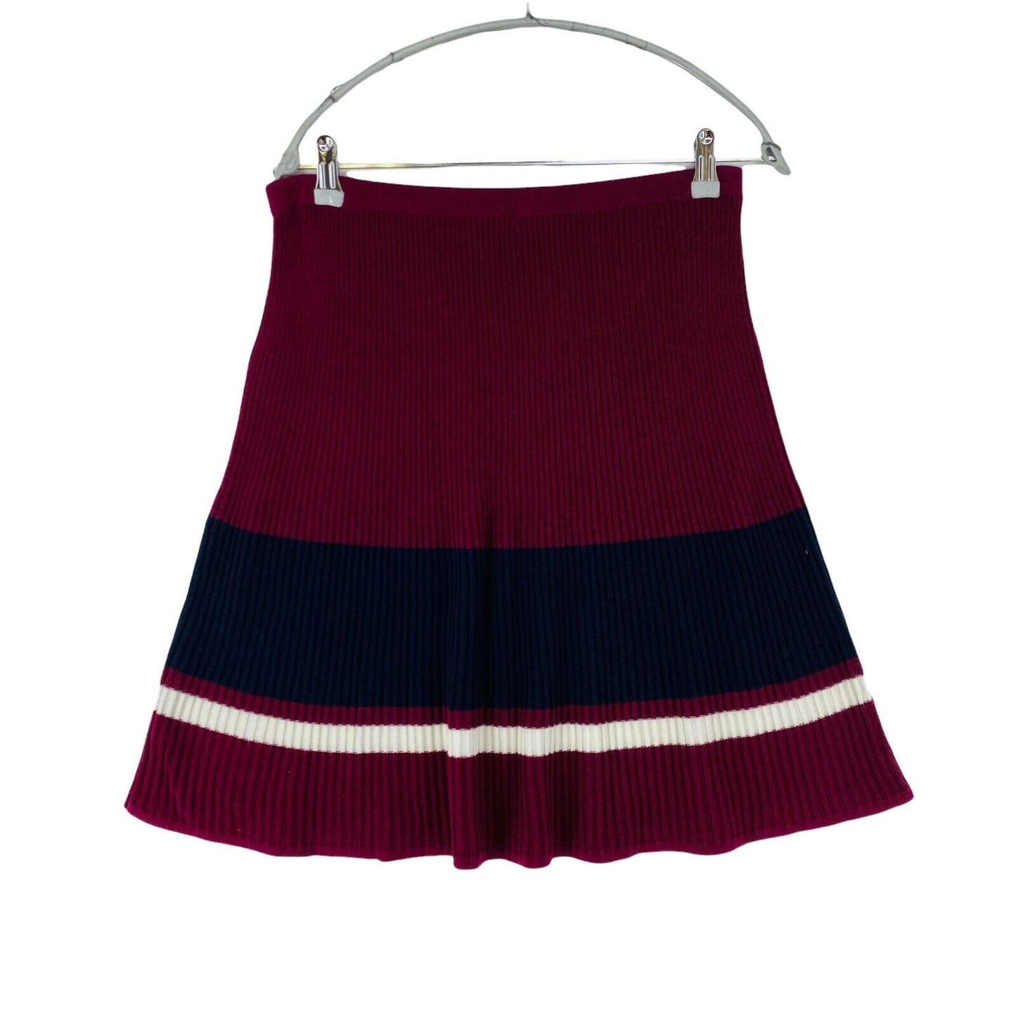 NAUTICA Cherry Red Regular Fit Knitted Striped Skirt Size XS W26 / M W29