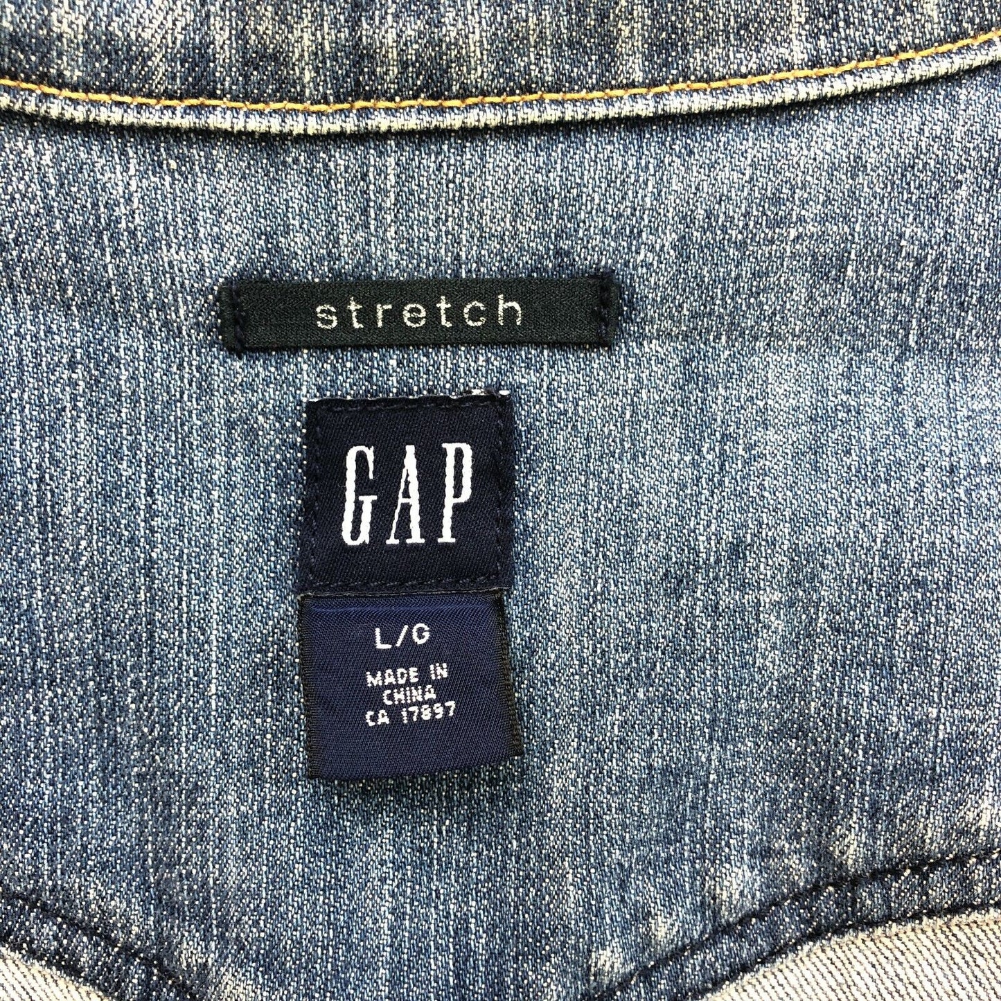 GAP Light Blue Stretch Denim Snap Button Jacket Size L