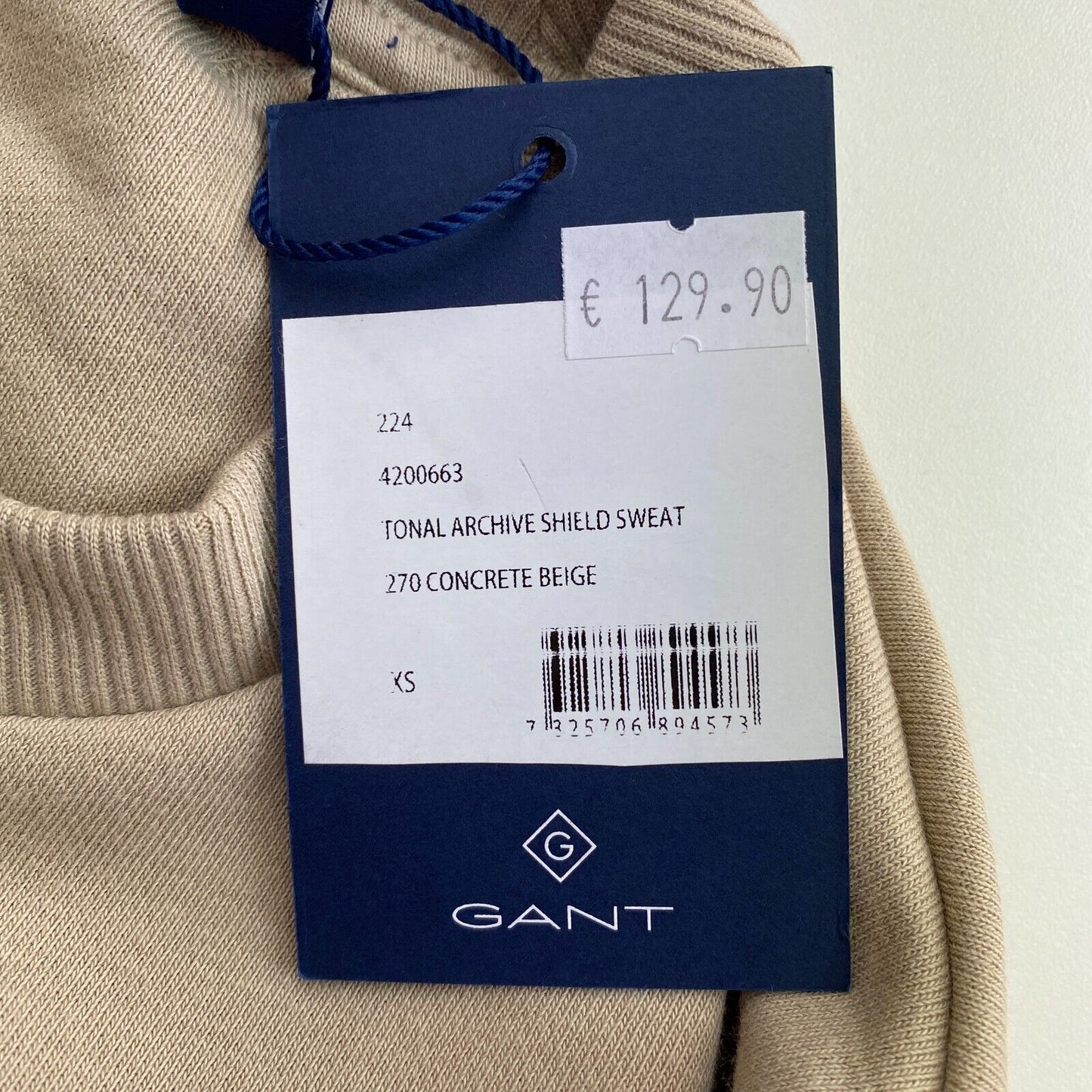 GANT Brown Tonal Archive Shield Crew Neck Sweater Jumper Size XS