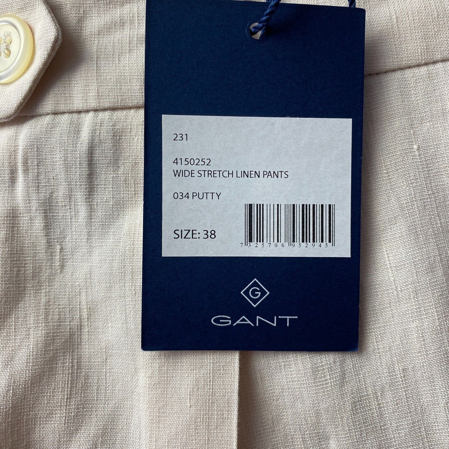 GANT Damen Hellbeige Hose aus Leinenmischung mit weitem Bein, EUR 38 UK 10 US 8 W28