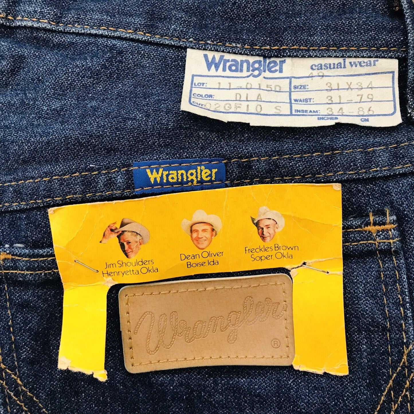 Vintage Rare Wrangler 1970s Dark Blue Regular Straight Fit Jeans W31 L34