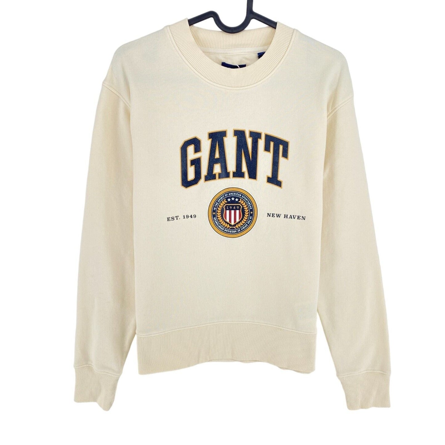 GANT Beige Crest Shield Crew Neck Sweater Jumper Size XS