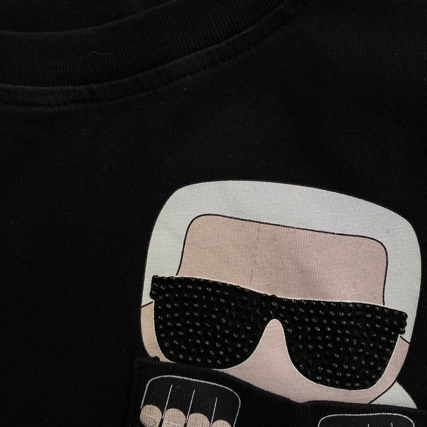 Karl Lagerfeld Women Black Pocket Karl Crew Neck T Shirt Size XS