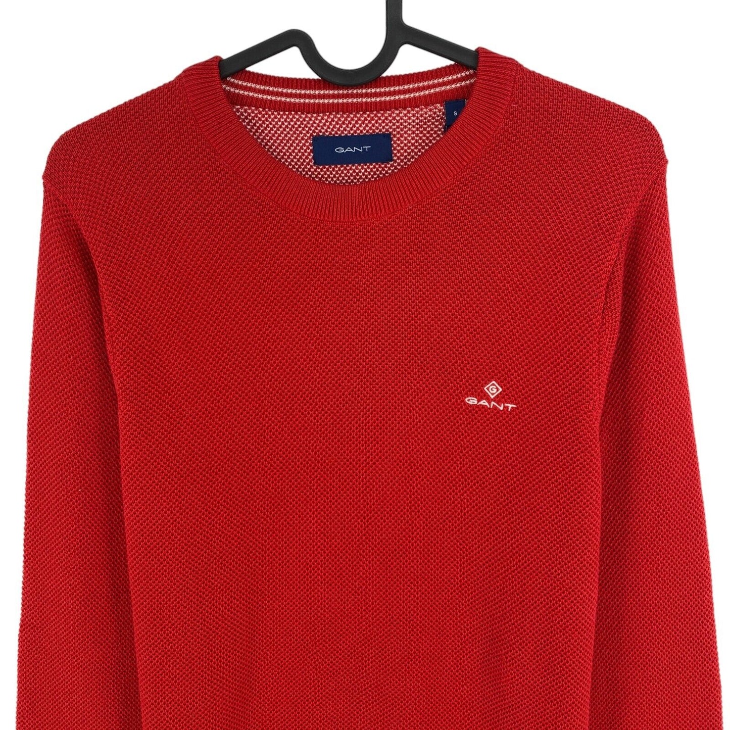 GANT Red Cotton Pique Crew Neck Sweater Jumper Size S