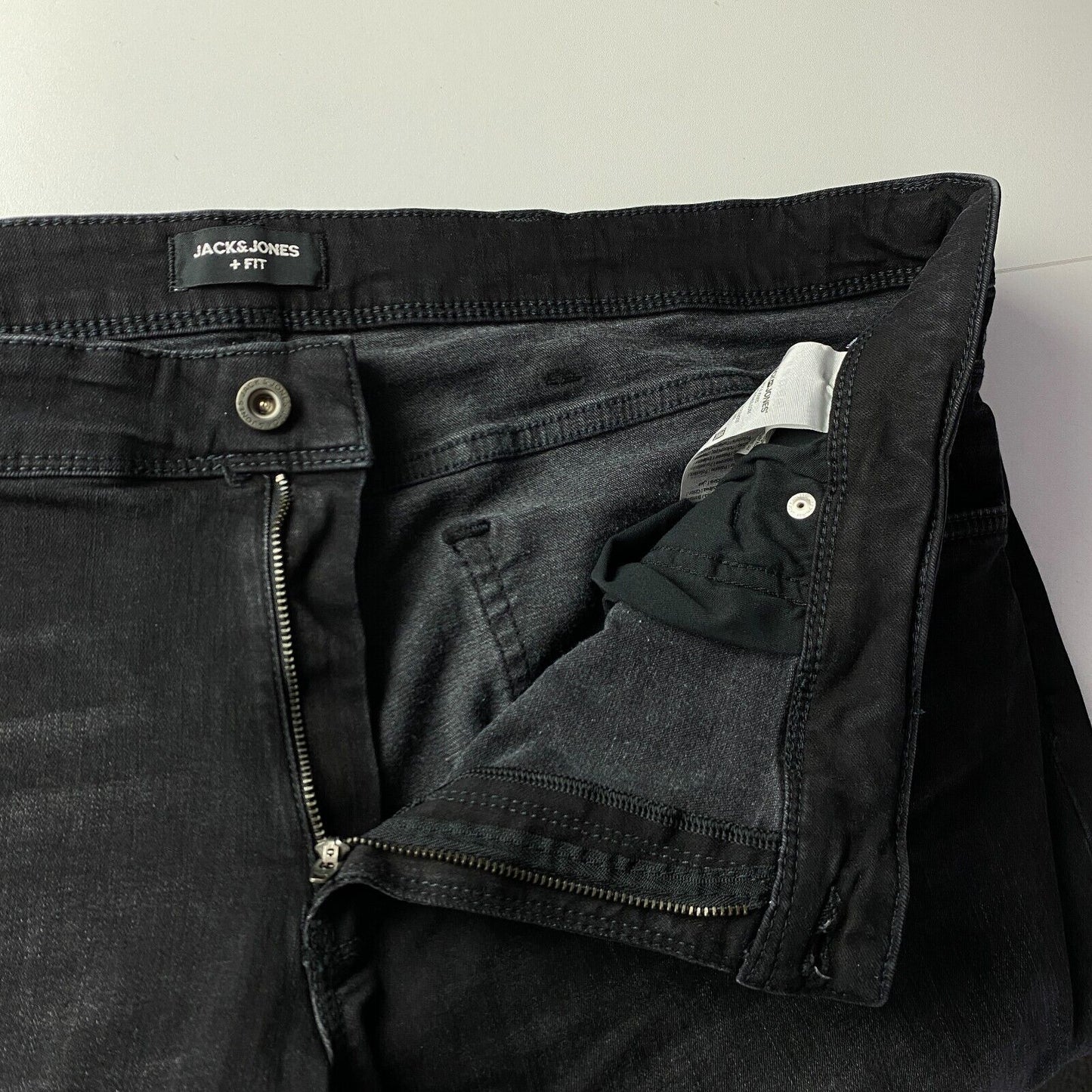 JACK & JONES + FIT GLENN Dark Grey Stretch Slim Fit Jeans W44 L32