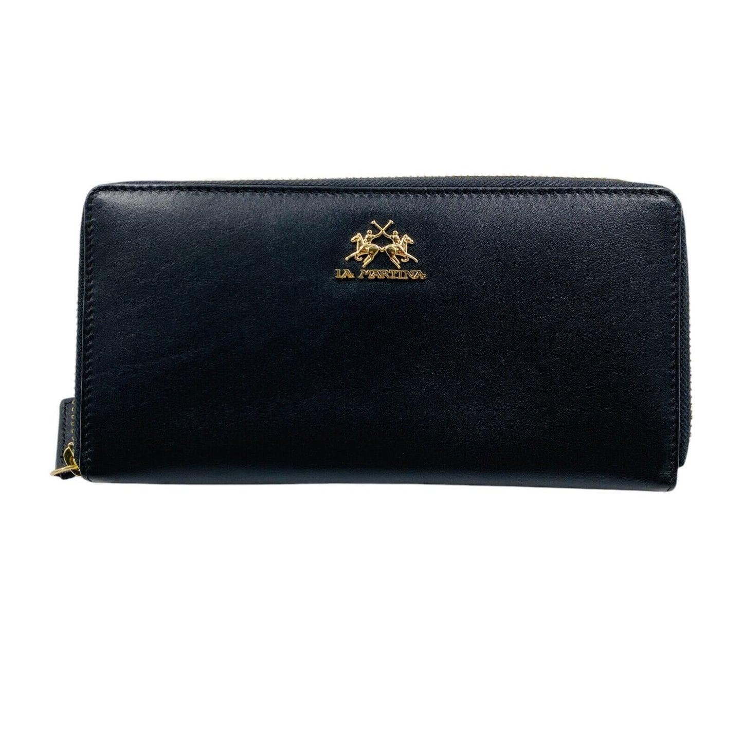 LA MARTINA Women Black Zip Around 100% Cow Leather Wallet