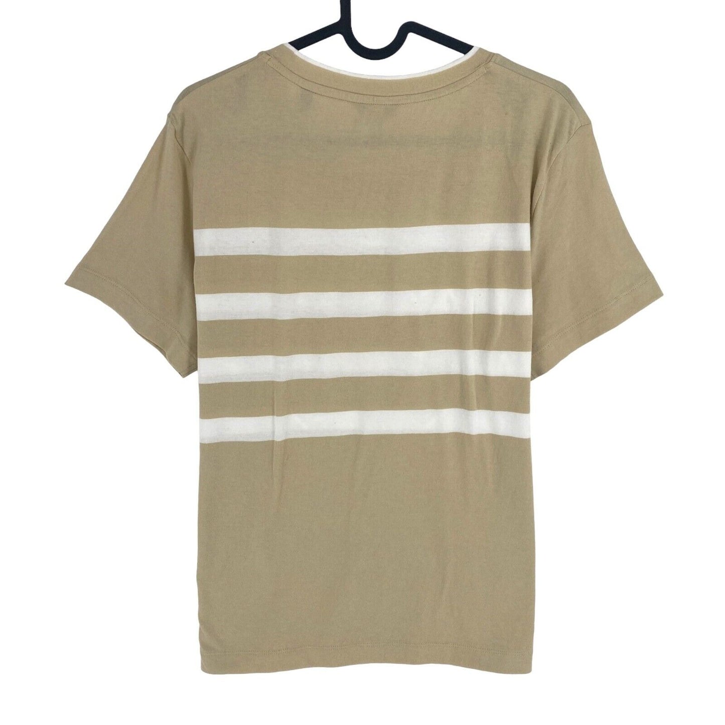 GANT Women Beige Printed Striped Crew Neck Short Sleeve T Shirt Size L