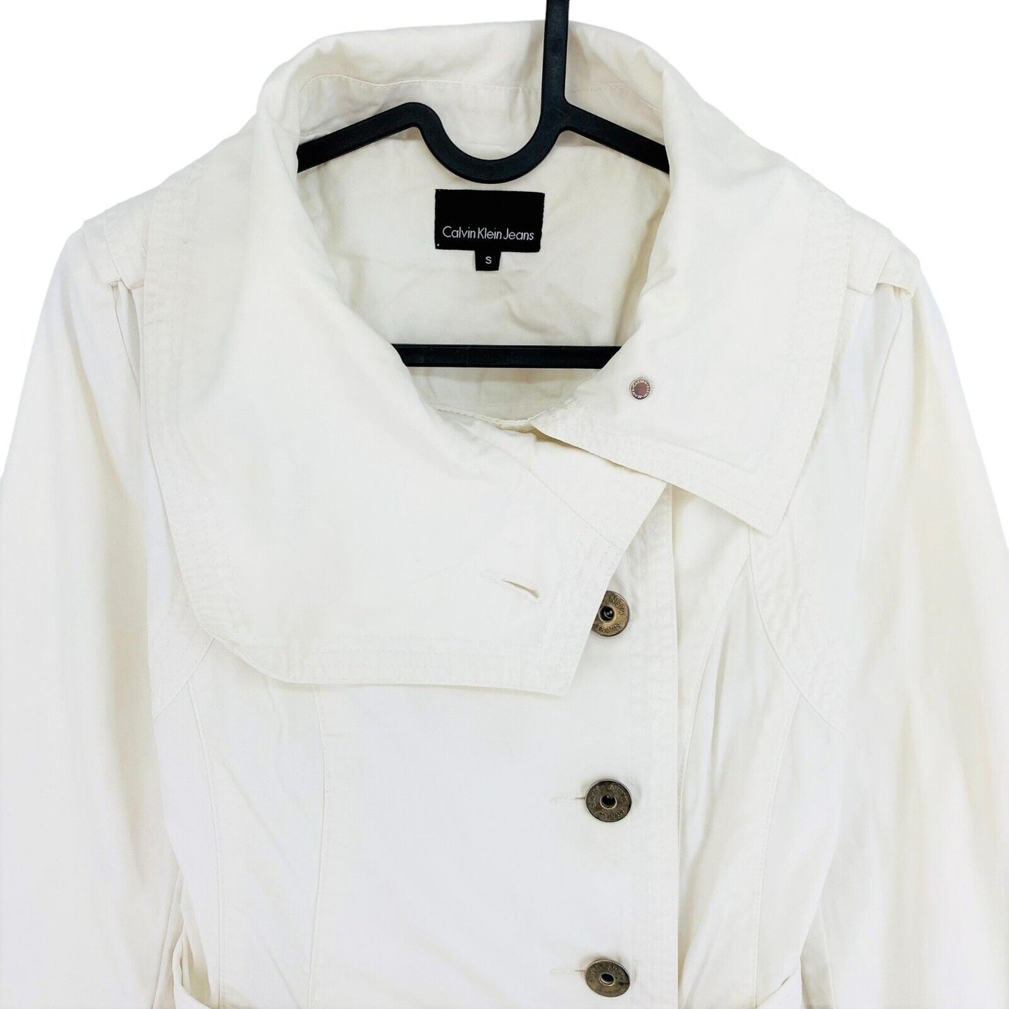 CALVIN KLEIN JEANS Beige 100% Cotton Pea Jacket Coat Size S