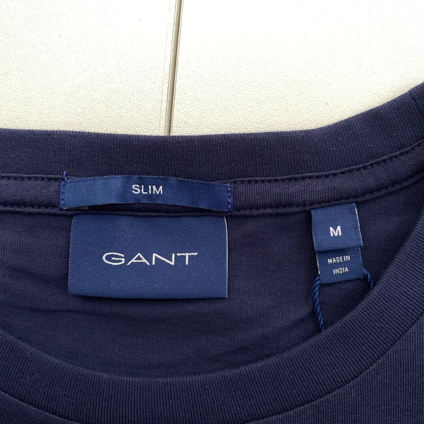 GANT Men Navy Blue Slim Fit Original Crew Neck Short Sleeve T Shirt Size M