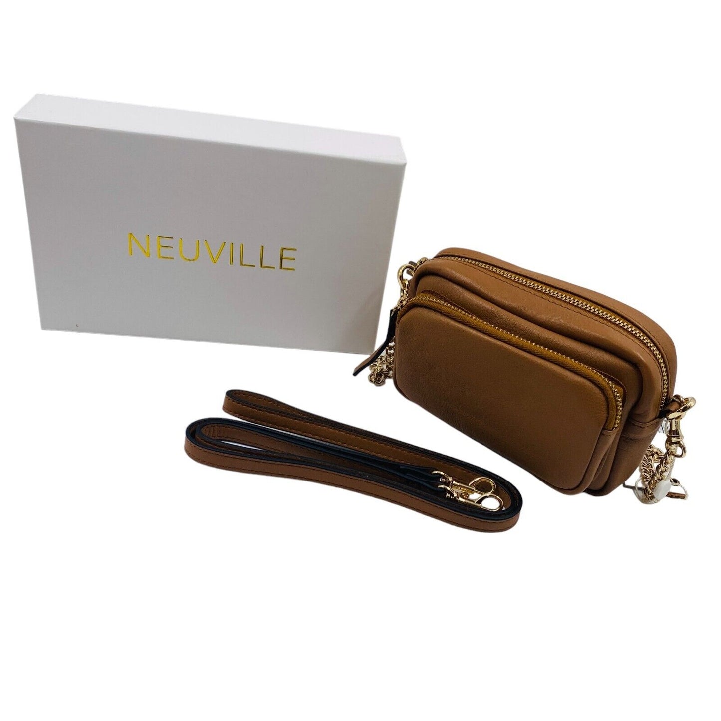 NEUVILLE Brown Leather Clutch Bag