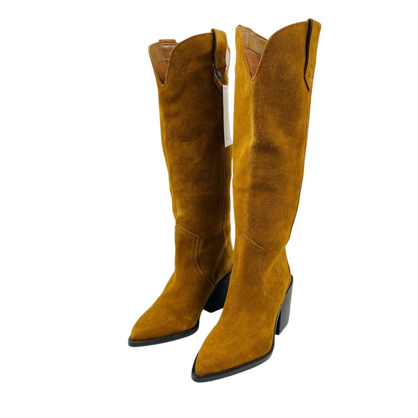 MANGO Women Brown Suede Leather Knee High Boots Heels EUR 36 UK 3 US 5.5