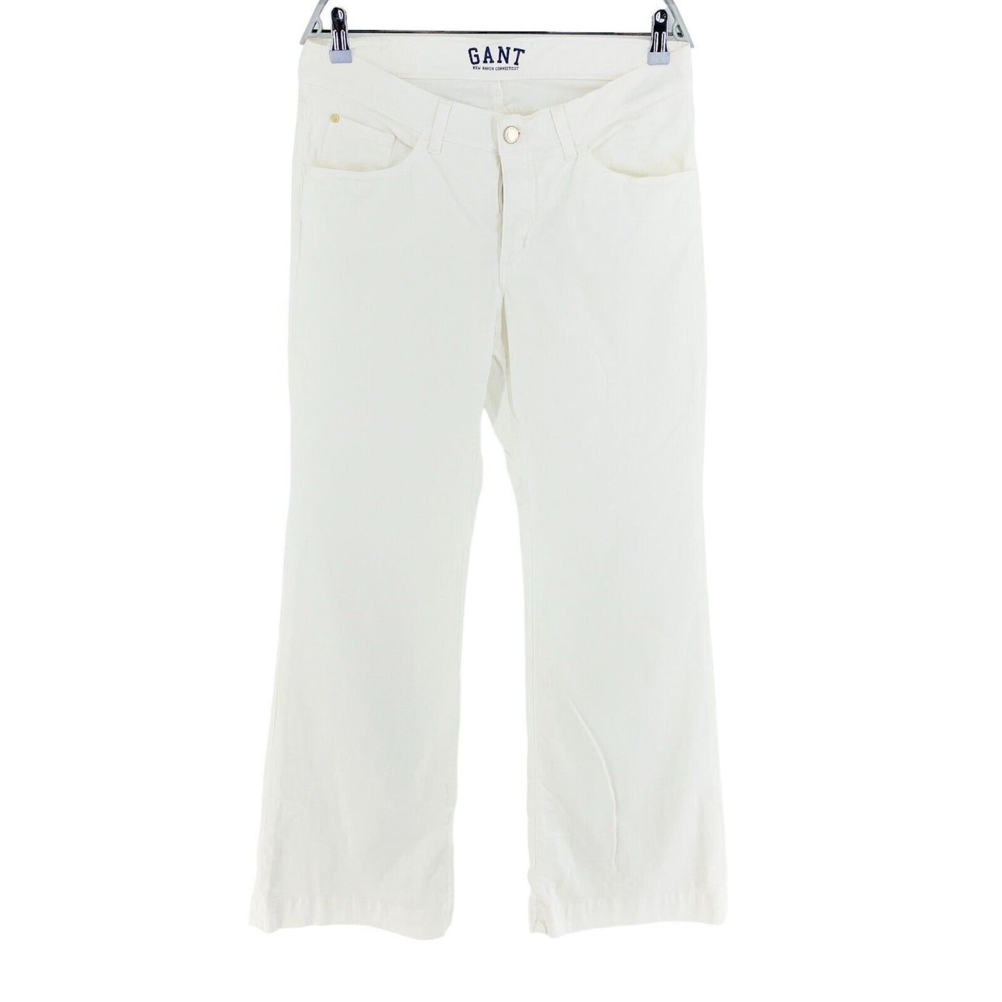 GANT Women White High Waist Flared Pants Trousers Size W32 L34