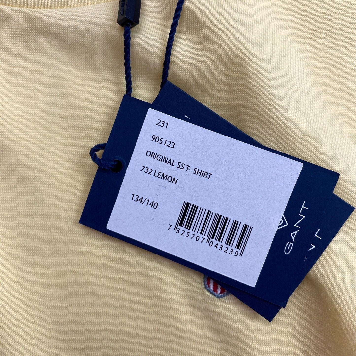 GANT Boys Yellow Original Crew Neck T-Shirt Size 9-10 Years 134/140 cm