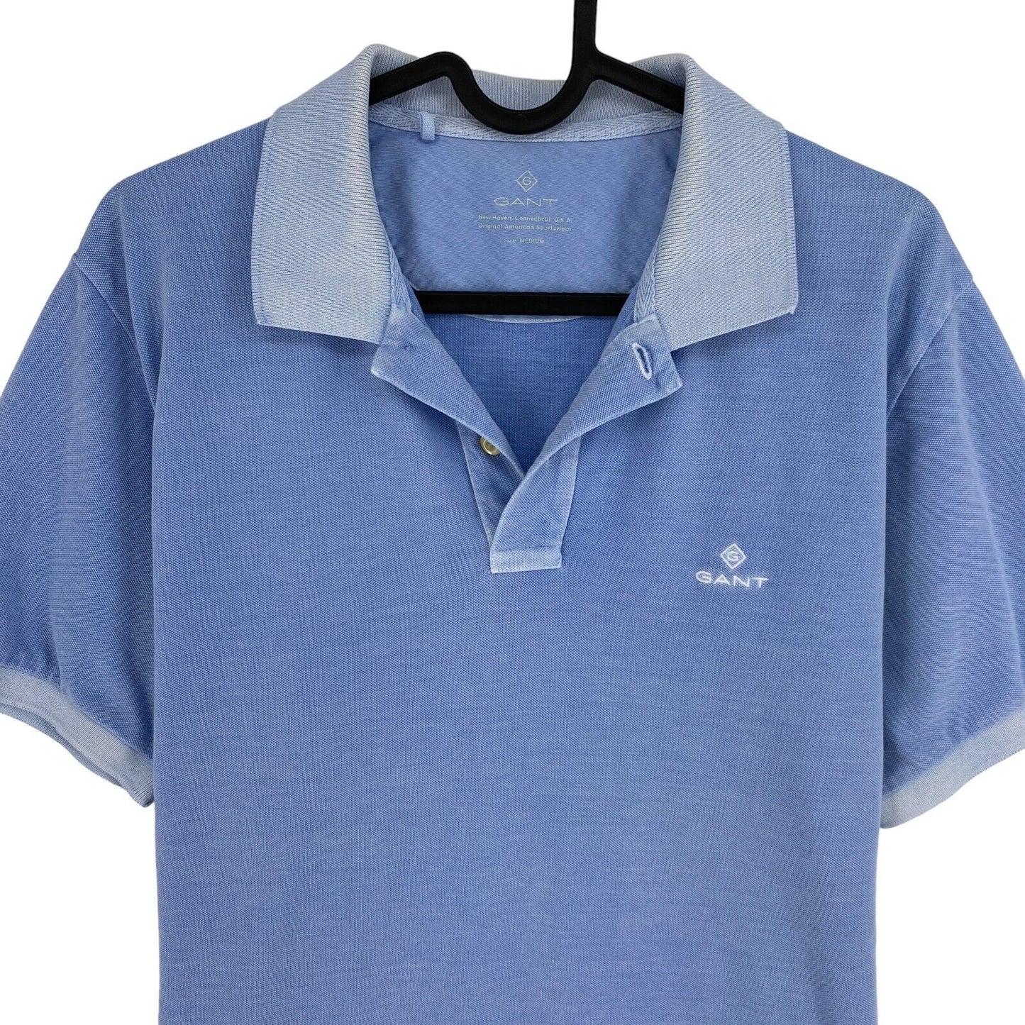 GANT Blue Sun Faded Pique Rugger Polo Shirt Size M