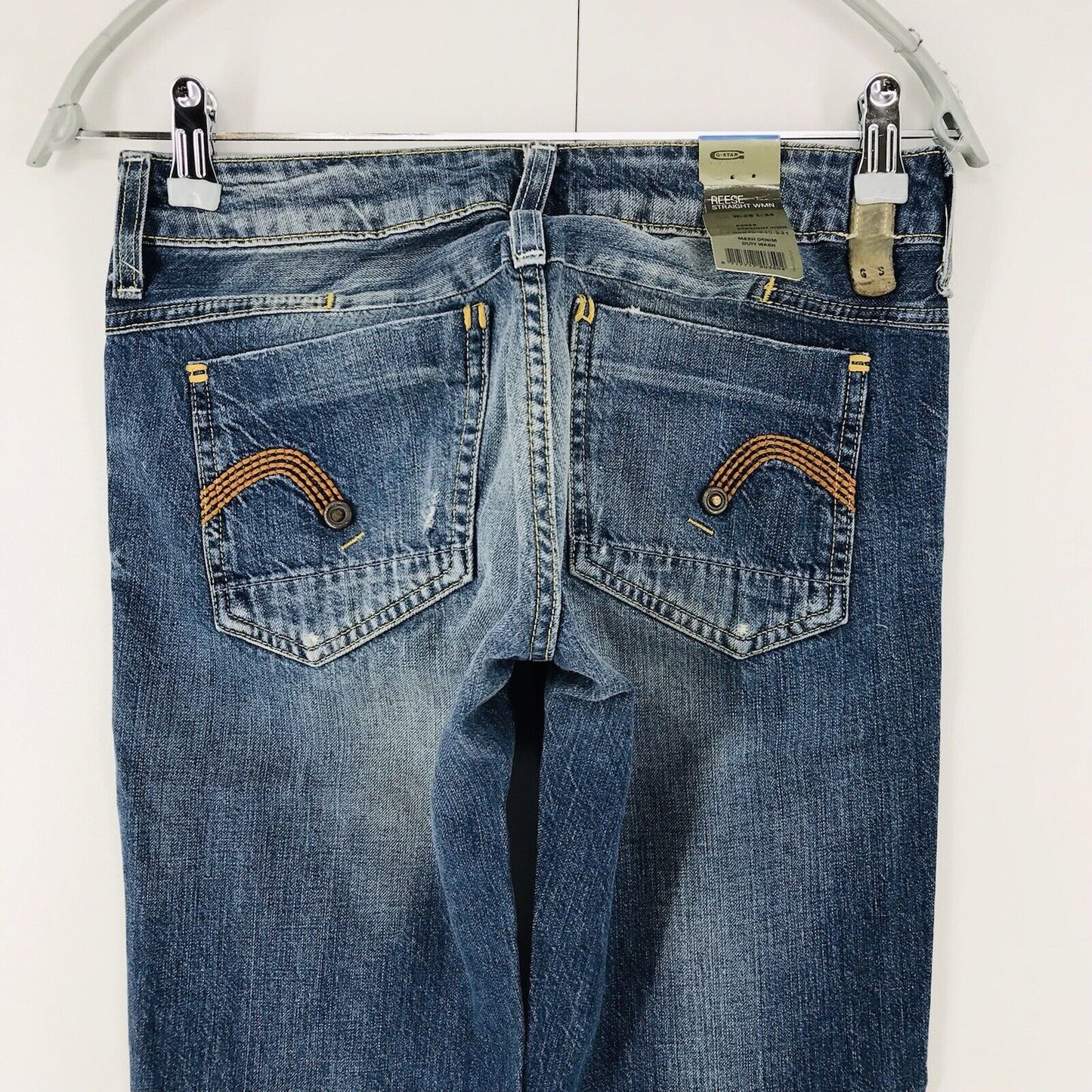 G-STAR RAW REESE Damen Blaue Jeans mit normaler gerader Passform W26 L34 Made in Italy