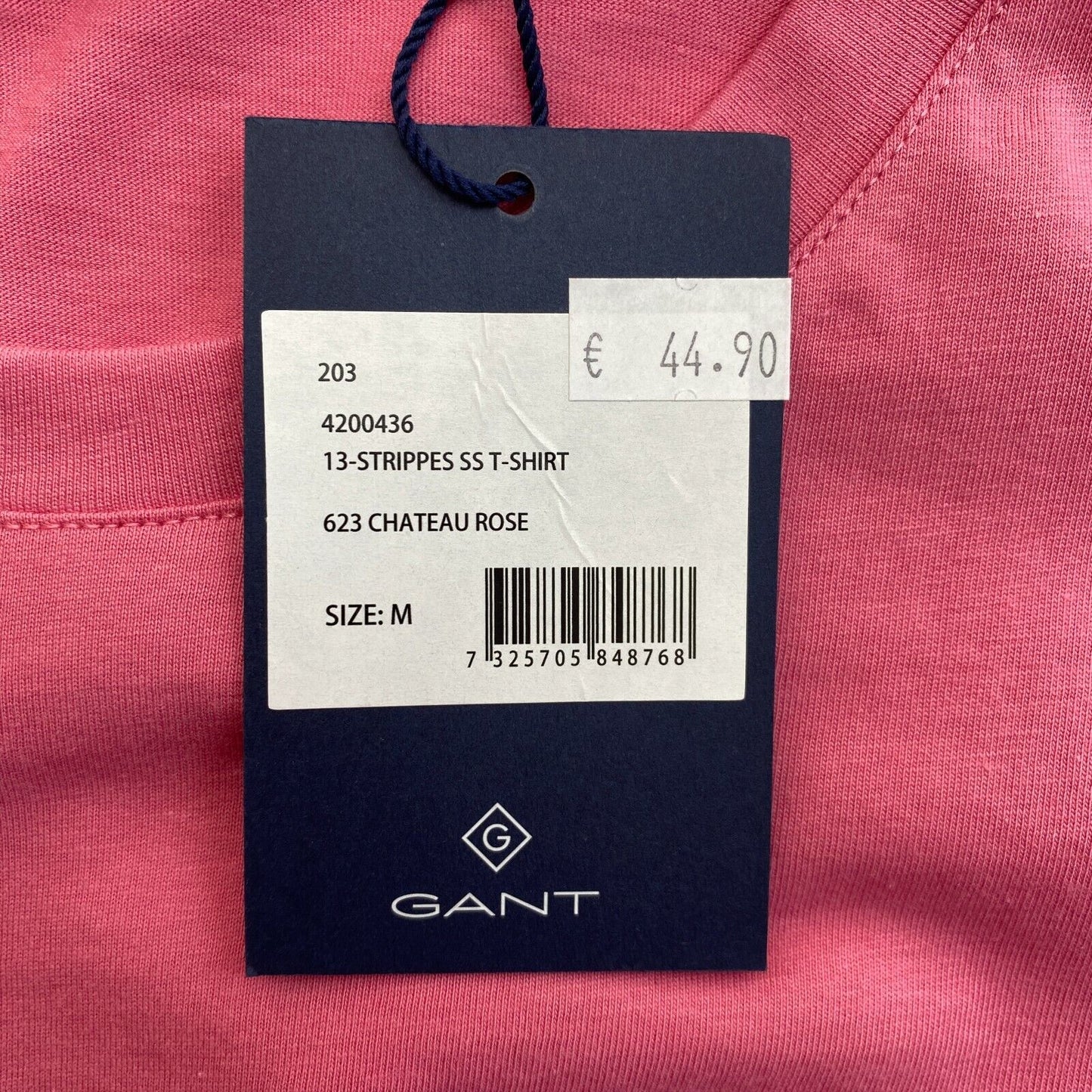 GANT Pink 13-Strippes Crew Neck T Shirt Size M