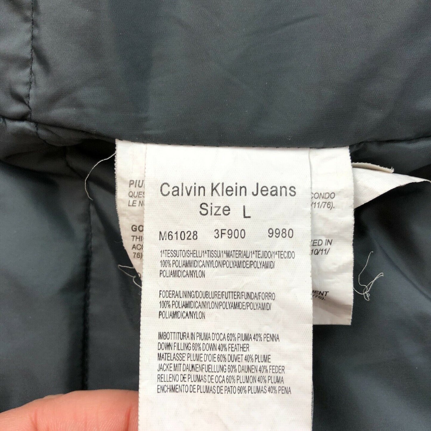 CALVIN KLEIN JEANS Black Down Puffer Coat Jacket Size L