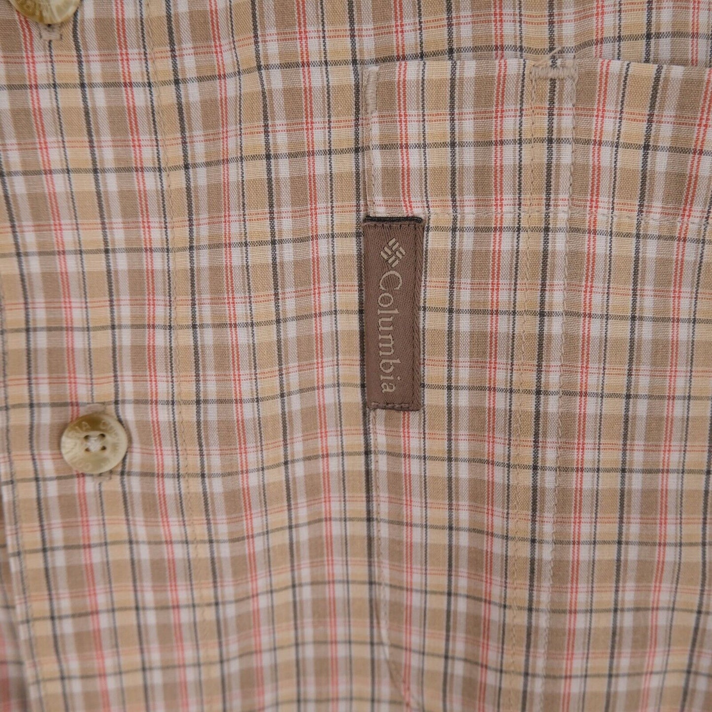 Columbia Brown Check Print Short Sleeves Shirt Size M