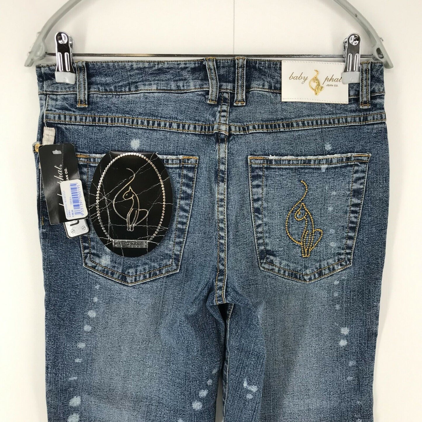 Baby Phat Femmes Bleu Stretch Relaxed Straight Fit Jeans Taille 7 W29 Fabriqué aux États-Unis